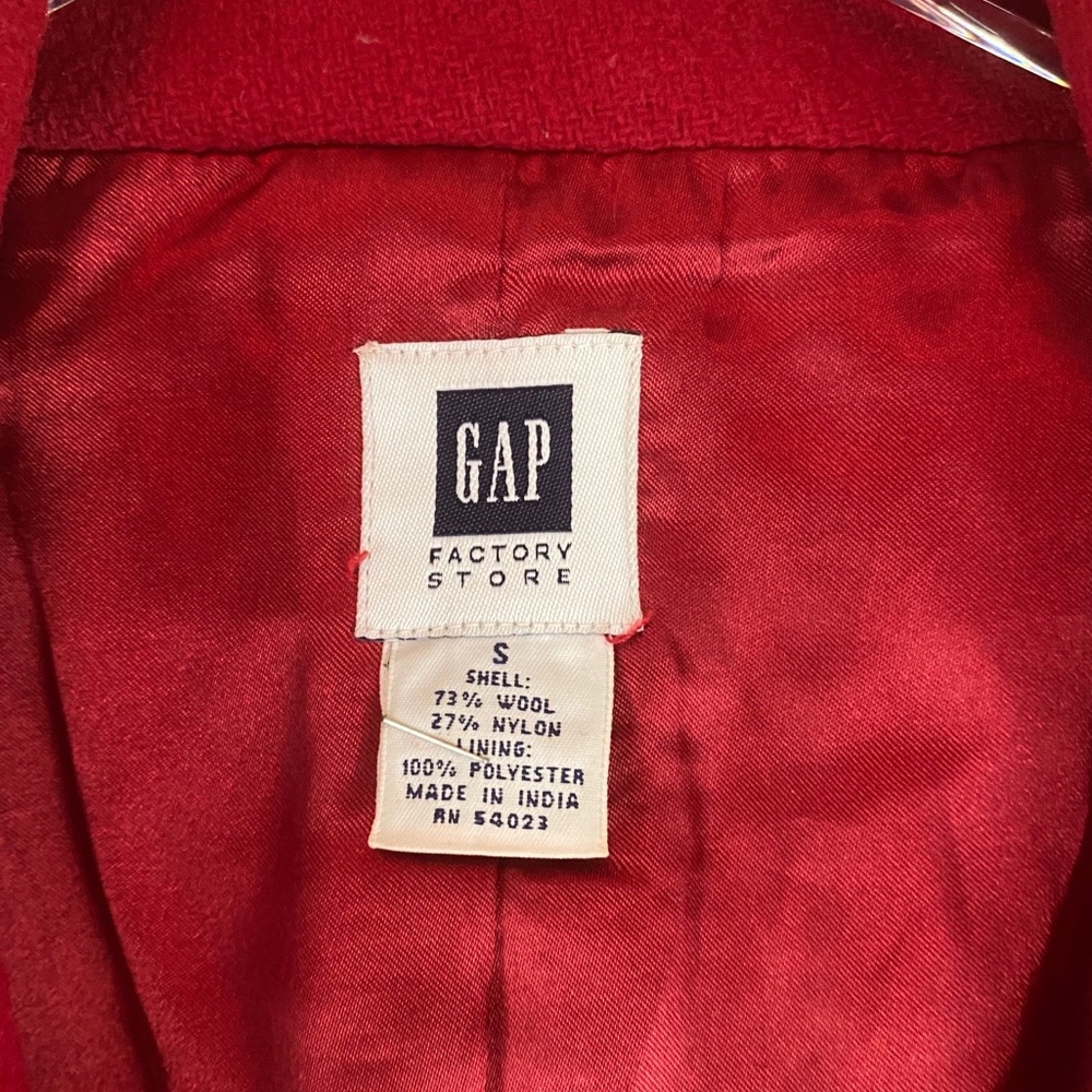 Gap Wool Blend Red Button Down Coat - image 5